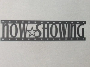 NOW SHOWING Movie Film Strip Wood Wall Words Hanging Sign Art Decor Reel - Picture 1 of 4