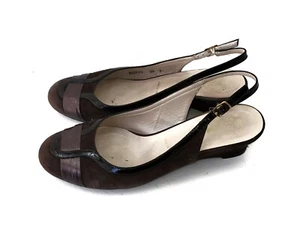 Bruno Magli Slingback Pumps Größe 8,5B braun Vero Cucio Lack Wildleder Leder - Bild 1 von 7