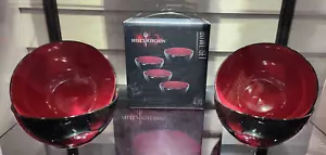Hell's Kitchen Set 4 Pezzi Ciotole 6" Rosso e Nero, Ceramica di Pregiata Qualità NUOVO in Scatola - Foto 1 di 2