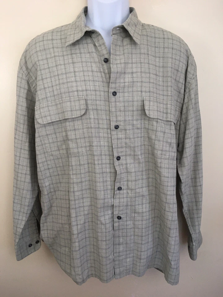 Burma Bibas Men's Button Down Long Sleeve Beige Check Shirt Size Large - Image 1 of 4