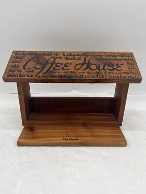 Expositor de madera colgante The Ozarks cafetería contiene tazas de café/taza/crema/azúcar Foto 1 de 4