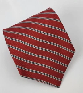 Enzo Bella Silk Tie Red Black White Stripes Men Necktie 57 x 3.75 - Picture 1 of 5