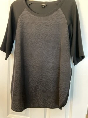 Y2K Mossimo Black on Black Texture Animal Print Women’s Sz L Raglan Drop Cut Top - Image 1 of 4