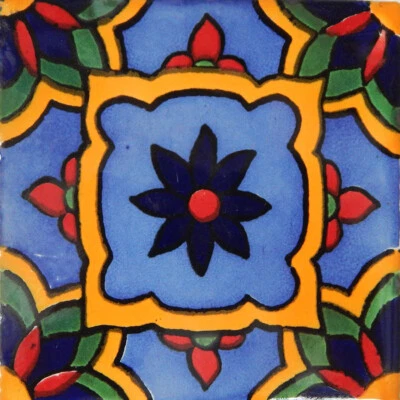 Mexican Tile Folk Art Handmade Talavera Backsplash Handpainted Mosaic # C350 - Image 1 of 2