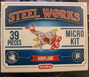 New Schylling Steel Works Construction Set Airplane Micro Kit 39 Pieces - Picture 1 of 4