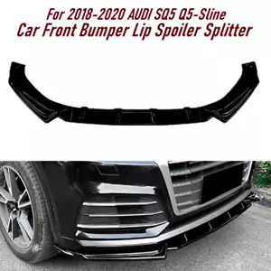 GLOSS BLACK For 2018-20 AUDI SQ5 Q5-Sline Car Front Bumper Lip Spoiler Body Kits - Foto 1 di 10