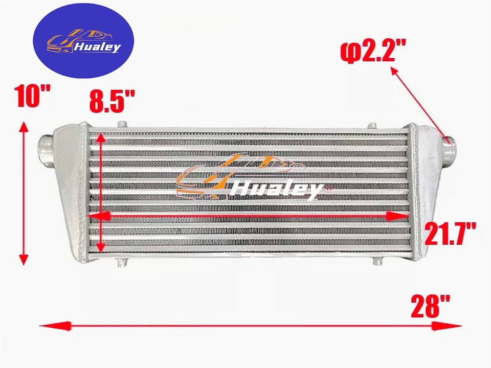 Intercooler turbo universal de aluminio de 2,2" entrada/salida para Ford F-150 28"x10"x3" Foto 1 de 4