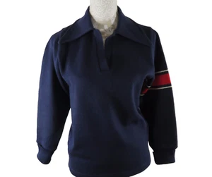 Vintage 60s Coleman Knitting Mills Ski Sweater Womens L Blue Red Stripe - Picture 1 of 12