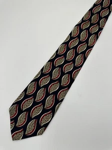 Corbata de seda de diseñador para hombre Harold Powell abstracta geométrica roja azul dorada - Imagen 1 de 3
