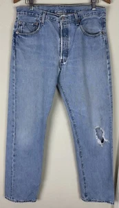 Vintage Y2K Levis 501 Jeans Herren 34 34x33 ACTUAL Mid Rise Distressed Grunge - Bild 1 von 18