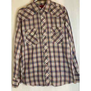 Rustler Men Western Snap Button Up Shirt Large X Long Tails - Picture 1 of 6