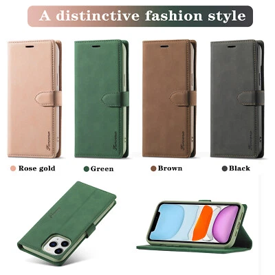 Magnetic Flip Retro Leather Wallet Card Stand Case Cover iPhone 12 11 Pro Max 13 - Image 1 of 4