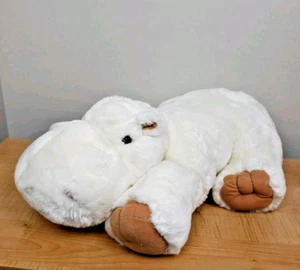 Peluche ippopotamo JC Penney bianco super morbido 24" marrone marrone chiaro zampe orecchie posa piatta - Foto 1 di 12