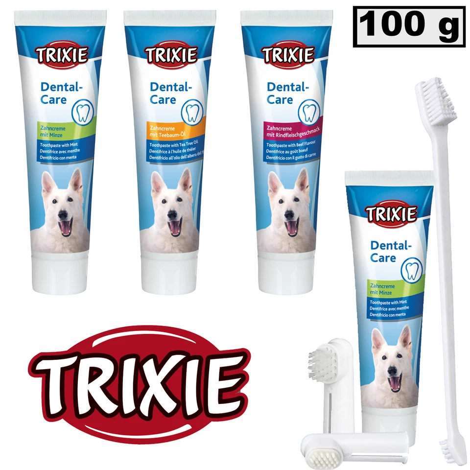 Trixie Hunde Zahnpflegeset Zahnpasta Hundezahnbürste Hundezahnpflege 4 Sorten