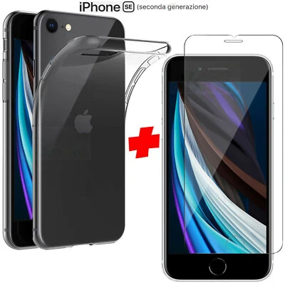 Cover per Apple iPhone SE 2020 + Pellicola Vetro Temperato Custodia Silicone Tpu - Immagine 1 di 4