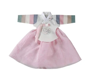 Ivory Peach Hanbok Girl Baby Korea Traditional Dress First Birthday Outfit Do... - Picture 1 of 1