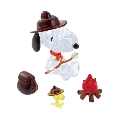New - BePuzzled 3D Crystal Puzzle - Peanuts Snoopy Campfire: 43 Pcs - Ages 12+ - Image 1 of 4