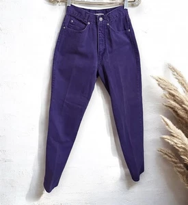 Pantalones de mezclilla Skoozi púrpura tiro alto pierna recta vaquera occidental vintage años 90 25 - Imagen 1 de 4
