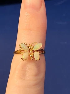 14K GELBGOLD RING SCHMETTERLING OPAL GRÖSSE 6, GEWICHT 2,3 G - Bild 1 von 4