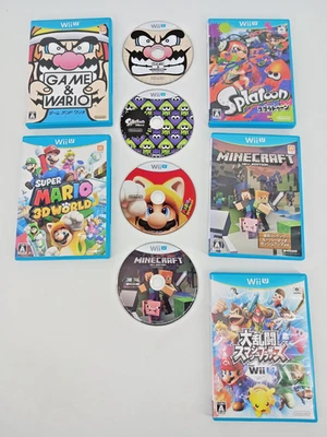 Wii U Japan Wario Minecraft Super Mario 3D World Splatoon Smash Bros Lot 5 Read - Image 1 of 3