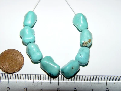 8 Stück Türkis Stein Perlen Nugget gebohrt schön geschliffen 10cm (#23) - Bild 1 von 3