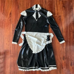 Latex Rubber Fetish Goth Sissy Maid TV Dress Outfit Nurse Cosplay Uniform XL XXL - Picture 1 of 3