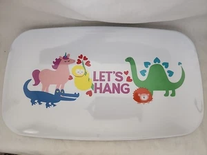 Unicorn Sloth Dinosaur "Lets Hang" Melamine Serving Dish Party Daily 14" X 8" - Picture 1 of 5