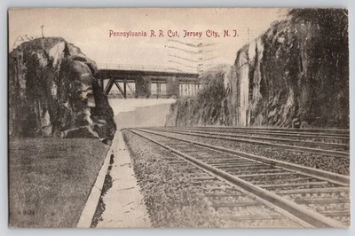 Pennsylvania RR Railroad Train Track Cut Jersey City NJ Postcard 1909 SL & Co - Image 1 of 2