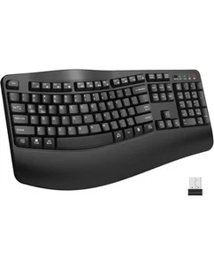 EDJO Ergonomische Kabellose Tastatur mit Handballenauflage, Wave Tasten, - Bild 1 von 6