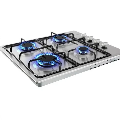 AREBOS Plaque gaz 4 foyers Inox avec support casseroles et sécurité d’allumage - Photo 1/4