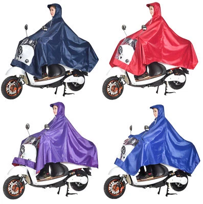 Outdoor Bike Motorcycle Hooded Raincoat Waterproof Rain Cape Poncho Coat Unisex - Image 1 of 4