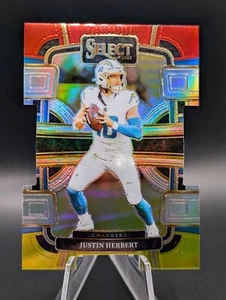 2023-24 Panini Select Justin Herbert #52 Red & Yellow Prizm Die Cut  - Picture 1 of 2