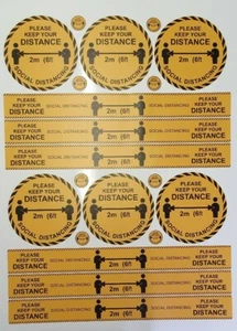 Social distancing 2 meter Anti-Slip floor sticker full set safety signs - Picture 1 of 3
