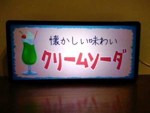 Showa Retro Street 20 ×10×5㎝ Japanese Vintage LED Plastic Signboard Cream Soda - Picture 1 of 2