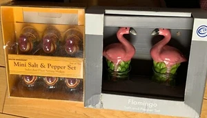 5" Flamingo Salt & Pepper Set+ Set of 6 Turkey Mini 2" Salt & Pepper Settings - Picture 1 of 11