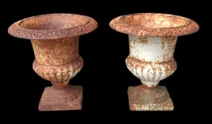 Paire Ancien petit Mini Vase médicis godrons Jardinière Fonte/ Jardin Ancien - Bild 1 von 3