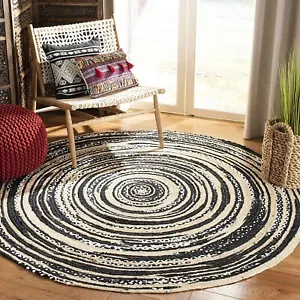Rug 100% Natural Jute & cotton Braided Style Carpet Modern Rustic Look Rag Rugs - Picture 1 of 6