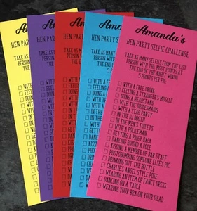 Personalised Hen Party Selfie Challenge Cards Hen Night game activity (S101) - Picture 1 of 3