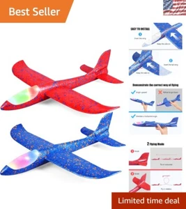 Colorful 2-Pack Throwing Airplanes with LED Lights, Perfect Outdoor Toys - Picture 1 of 9