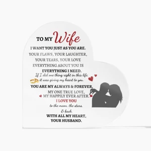 Acrylic Heart Plaque for Wife ~ Symbol of Love & Devotion, Romantic Gift for Her - Picture 1 of 5