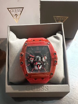 Guess GW0203G5 Reloj Hombre Phoenix 41.5mm Rojo Silicona Cuarzo - NUEVO Foto 1 de 4