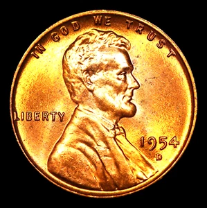 1954-D Lincoln Penny One Cent 1C RD Gem+ Uncirculated Coin (#17-6335) - Picture 1 of 2