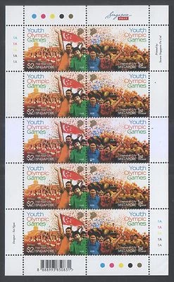 SINGAPUR 2008 CIUDAD ANFITRIONA DE LA PRIMERA JUVENTUD JUEGOS OLÍMICOS HOJA COMPLETA 10 SELLOS COMO NUEVO Foto 1 de 4