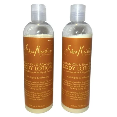 2 lociones corporales de karité hidratantes con aceite de argán y karité crudo incienso mirra 13 fl oz NUEVO Foto 1 de 4