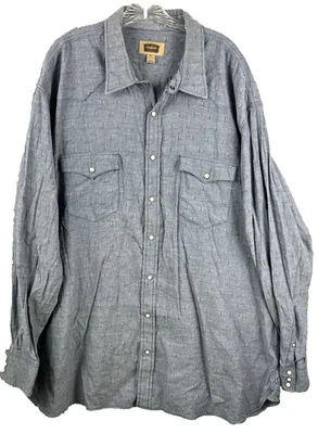 The Foundry Pearl Snap Shirt Men’s 3XLT Big & Tall Blue Western Cowboy Aztec - Image 1 of 4