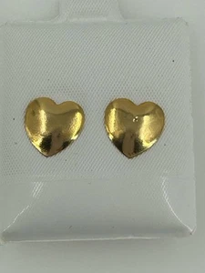 Vintage Gold Tone Heart Stud Pierced Earrings Womens - Picture 1 of 5