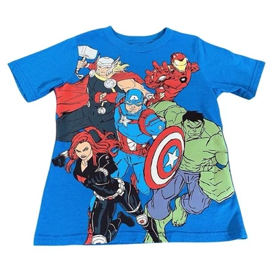 Camiseta masculina Avengers Marvel super-herói gráfica azul manga curta - Imagem 1 de 4