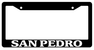 Black License Plate Frame San Pedro City State Auto Accessory Novelty 2649 - Picture 1 of 1