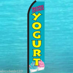 FROZEN YOGURT Teal SWOOPER FLAG Tall Flutter Feather Advertising Sign Banner - Picture 1 of 5