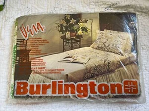 Vintage Vera Burlington Shadow Fern Flat Twin Sheet Green NOS - Picture 1 of 7